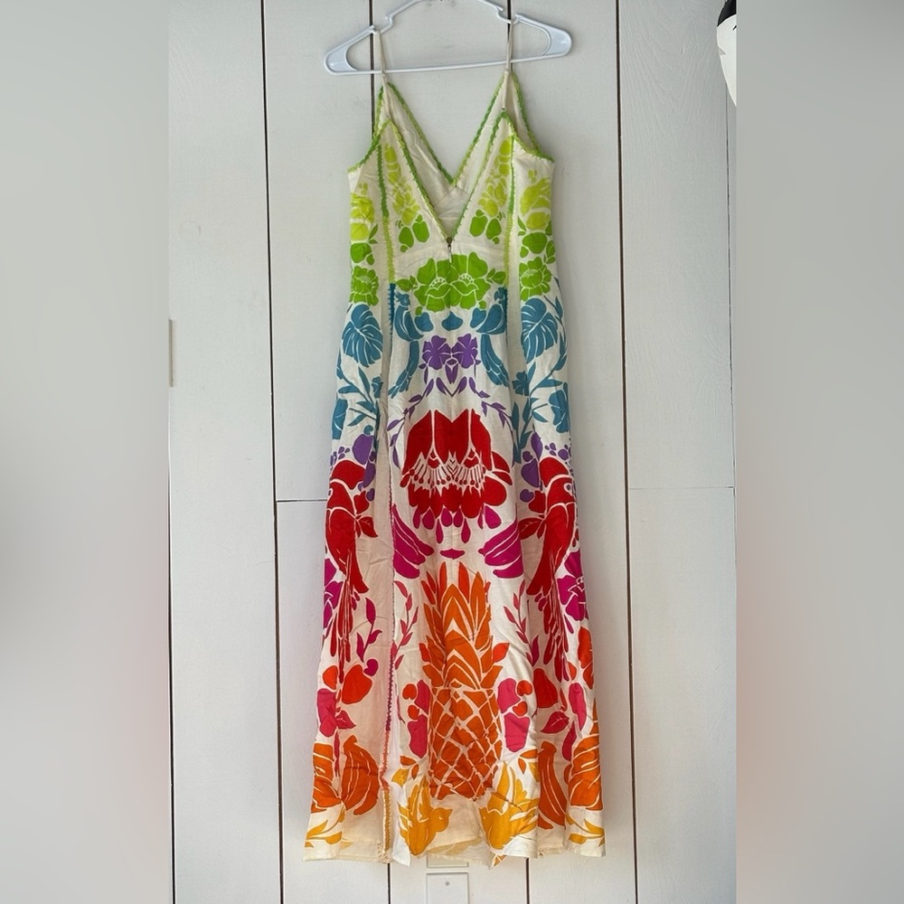 Farm Rio Tropical Graphic Maxi Dress Sz M Multicolor NWT - Picture 6 of 15